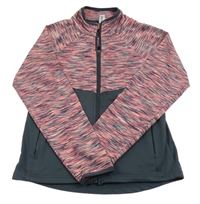 Růžovo-šedá melírovaná propínací sportovní mikina Yigga