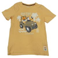 Meruňkové tričko se zvířátky v autě C&A