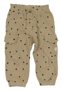 Béžovo-čierne bodkovaná é cargo tepláky Topomini