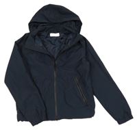Tmavomodrá šusťáková jarní bunda s kapucí H&M