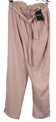 Dámské růžové culottes kalhoty s páskem Katia 