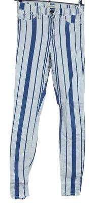 Dámske bielo-modré pruhované skinny nohavice River Island