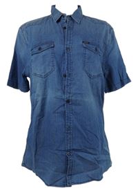 Pánská tmavomodrá košile riflového vzhledu Guess