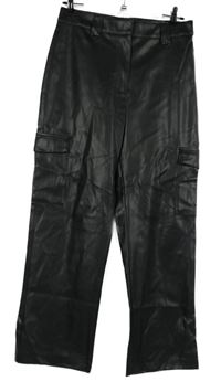 Dámské černé koženkové kalhoty s kapsami Primark 