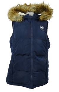 Dámská tmavomodrá šusťáková zateplená vesta s kapucí Soulcal & Co