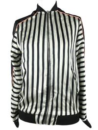 Dámska bielo-čierna pruhovaná saténová ľahká bunda Stradivarius