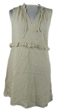 Dámske béžovo-čierne vzorované šaty s volánikmi H&M