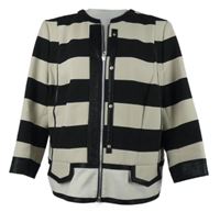 Dámský béžovo-černý pruhovaný kabátek 