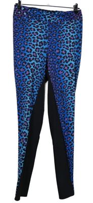 Dámské černo-modré vzorované sportovní legíny 