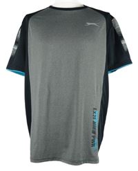 Pánské šedo-černé sportovní funkční tričko Slazenger 