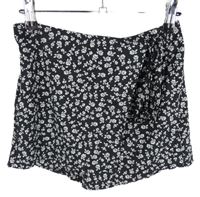 Dámská černá kytičkovaná zavinovací skort sukně Shein 