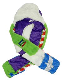 Bielo-farebná chlpatá čapica so šálou- Toy Story George vel.128-152