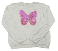 Svetlobéžový sveter s motýlkom s flitrami H&M