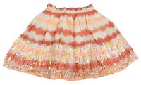 Bielo-červeno-oranžová pruhovaná sukňa s flitrami H&M