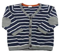 Tmavomodro-bílý pruhovaný propínací svetr H&M