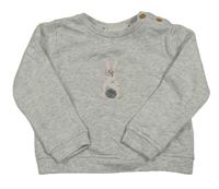 Svetlosivá melírovaná mikina s králikom zn. The little white company