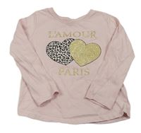 Světlerůžové triko se srdíčky a nápisem Primark