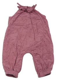 Růžový puntíkatý podšitý kalhotový overal Mothercare