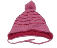 Růžová pruhovaná čepice s bambulí H&M