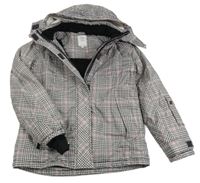 Bielo-sivo-ružová šušťáková lyžiarska bunda s kapucňou S. Oliver