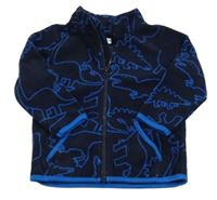 Tmavomodrá fleecová prepínaci mikina s dinosaurami F&F