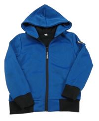 Modro-černá melírovaná thermo propínací mikina s kapucí 