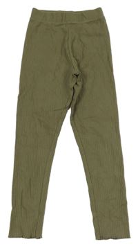 Khaki žebrované legíny