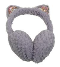 Fialové chlupaté klapky na uši s oušky