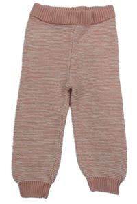 Ružovo-biele melírované pletené tepláky lupilu