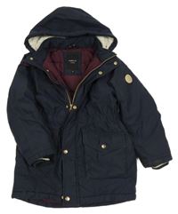 Tmavomodrá šusťáková zimní parka s kapucí Name it