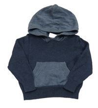 Tmavomodro-modrý svetr s kapucí 