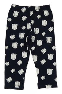 Tmavomodré kvetinové legíny