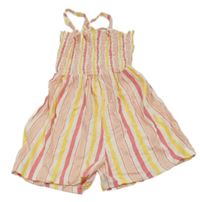 Bielo-ružovo-žltý kraťasový overal H&M