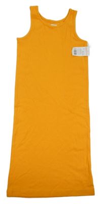 Nové - Tmavožlté rebrované šaty F&F