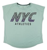 Mintové perforované sporotvní crop tričko s nápisom H&M