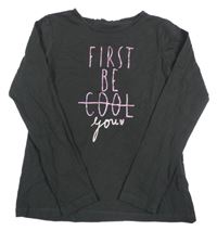 Antracitové tričko s nápisom H&M