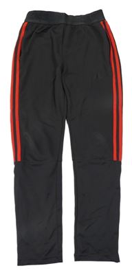 Antracitovo-červené tepláky s pruhy Adidas