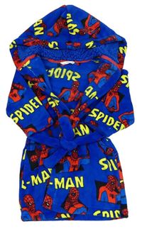 Modrý chlupatý župan se Spidermanem a kapucí M&S