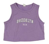 Fialový crop top s nápismi Primark