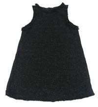 Černé třpytivé pletené šaty s třásněmi Zara