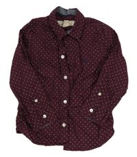 Vínová puntíkatá košile s výšivkou H&M