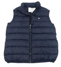 Tmavomodrá šusťáková prošívaná lehká zateplená vesta s výšivkou Jack Wills