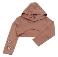 Ružová crop mikina s kapucňou Shein