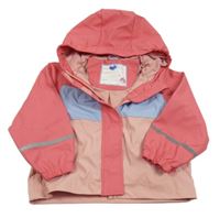Ružovo-svetlomodrá nepromokavá jarná bunda s kapucňou Kiki&Koko