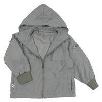 Sivá šušťáková jarná bunda s kapucňou