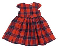 Červeno-tmavomodré kostkované plátěné šaty C&A