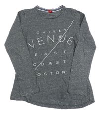 Šedé melírované triko s nápisy S. Oliver