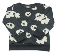 Tmavosivá mikina s duchy a lebkami