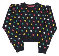 Tmavomodrá crop mikina so srdiečkami