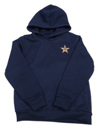 Tmavomodrá mikina s hviezdou a kapucňou